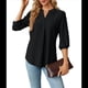 thumbnail image 2 of Blusas Informales de Verano para Mujer, con Cuello en V, Corta, Encaje Calado y Bonitas Blusas de Negocios Negro XXL, 2 of 7