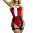 thumbnail image 1 of Gibobby Traviesa Conjunto de lencería navideña de 2 piezas para mujer, ropa interior de dos piezas, lencería, ropa interior, ropa de dormir, pijama con anillo de , lencería con liga, (Rojo, S), 1 of 4
