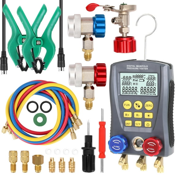 Pressure Gauge Refrigeration Digital Vacuum Pressure Manifold Tester Manifold Meter HVAC Temperature Tester
