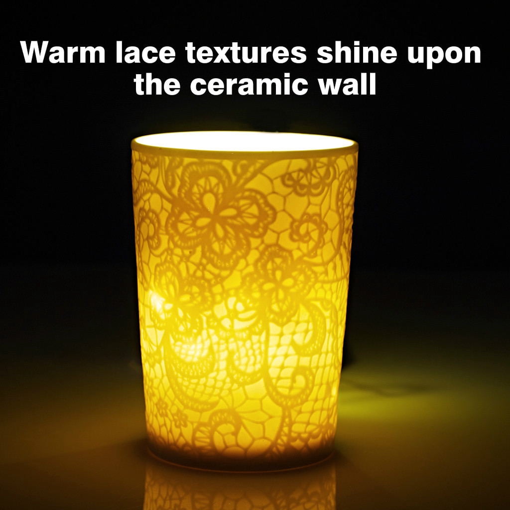 Lavender Scented Candle in Lace Textured Cup with Handy 3-In-1 Kit, 9.9 oz 100% Soy Wax 40 Hours Burn, Exquisite Ceramic Cup Set with Beautiful Gift Box