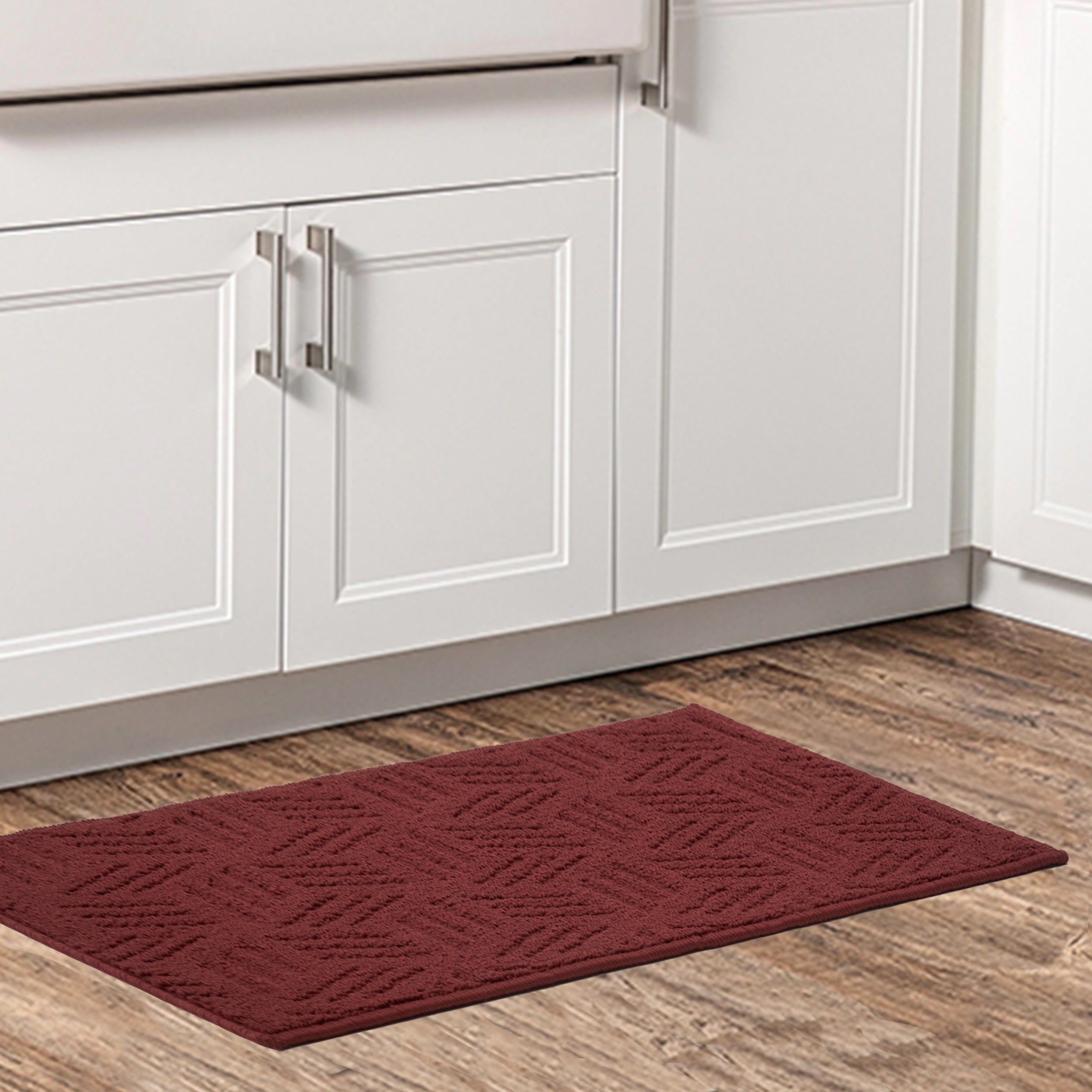 (2 pack) Mainstays Solid High Low Loop Kitchen Mat 18"x 27" Red Sedona