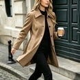 thumbnail image 5 of Elegant Wool Coat for Women Notch Lapel Long Sleeve Button Front Mid Length Casual Outerwear, 5 of 8