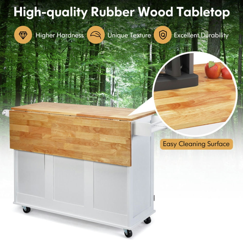 Finihen Rolling Storage Cabinet Cart, Kitchen Island Cart, Kitchen Island Trolley Cart Wood with Drop-Leaf Tabletop and Storage Cabinet, for Kitchen, Dining Room, White Finihen Rolling Storage Cabinet Cart, Kitchen Island Cart, Kitchen Island Trolley Cart Wood with Drop-Leaf Tabletop and Storage Cabinet, for Kitchen, Dining Room, White