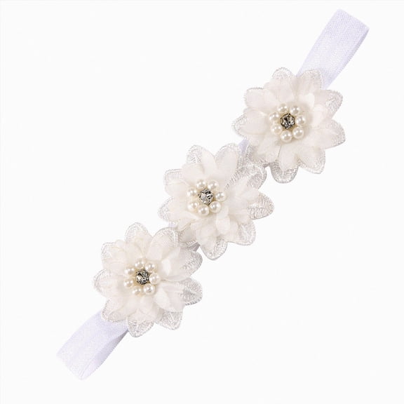 Splozh Baby Girl Newborn Bows Cute Bows Toddler Infant Baby Girls Stretch Solid Lace Flower Hairband Headwear Headband,White,0-24 Months