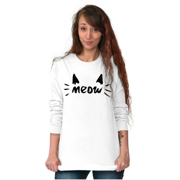 Meow Crazy Cat Ladies Ears Whiskers Women's Long Sleeve T Shirt Brisco Brands X