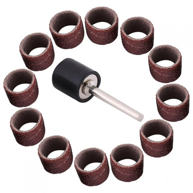 Bandas de papel de lija para lijar y lijar con tambor, manguitos, mandril, kit de pulido para trabajos en madera (n.° 80)
