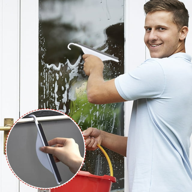 Xihbxyly Cepillo para Limpieza de Espejos, Diseño de Goma Suave, Fácil de Colgar, Uso Versátil, para Baño y Cocina, Limpieza de Superficies Lisas, Color Gris o Blanco, Tamaño 20 X 4,5 Cm