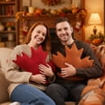 thumbnail image 3 of Maple Leaf Plush Pillow 21.65x17.71 Inch Decorative Cushion, Red and Brown Fall Theme Sofa Decor for Christmas and Year-Round Home Accenting, 3 of 7