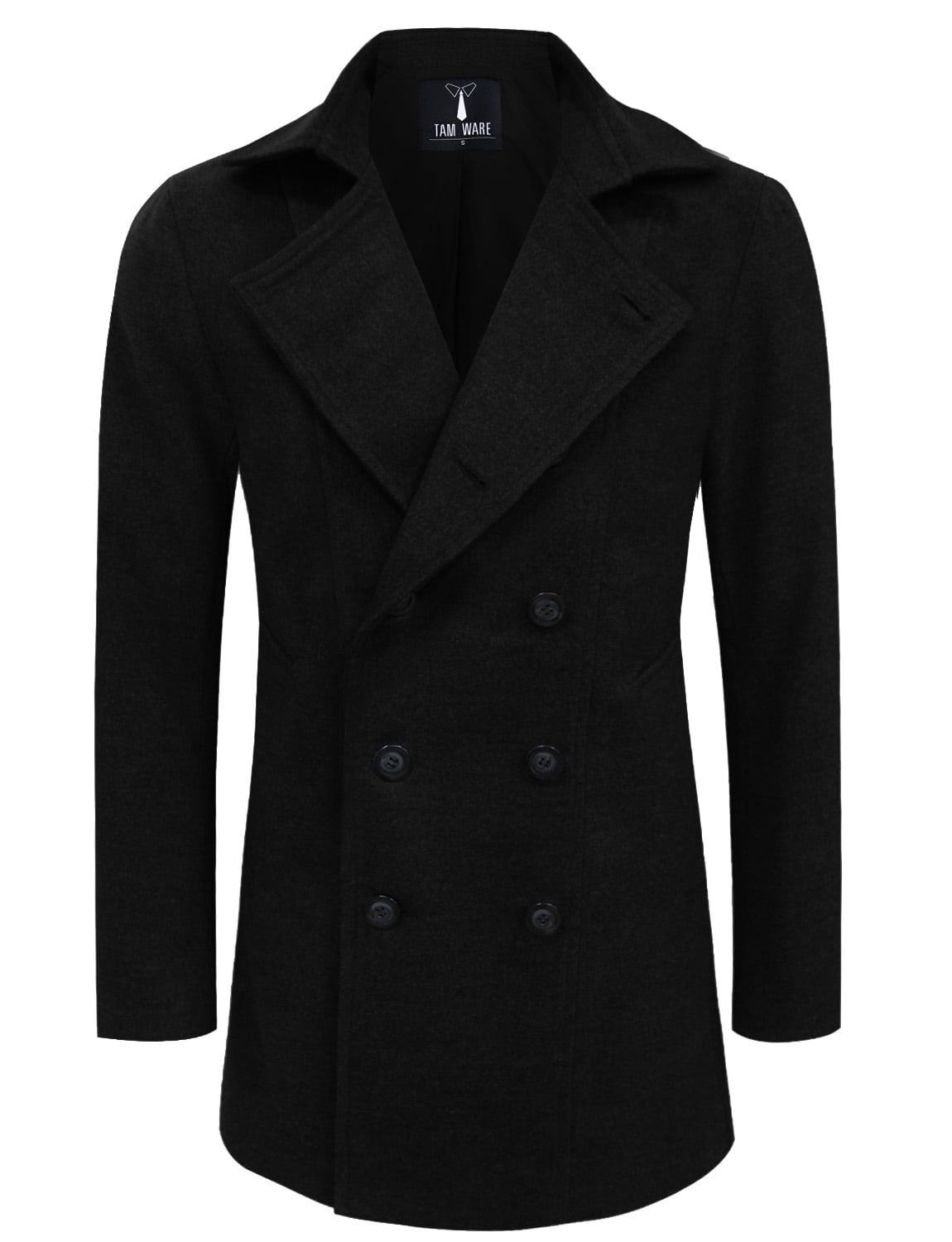 TAM WARE Mens Stylish Double Breasted with Belt Pea Coat - Walmart.com