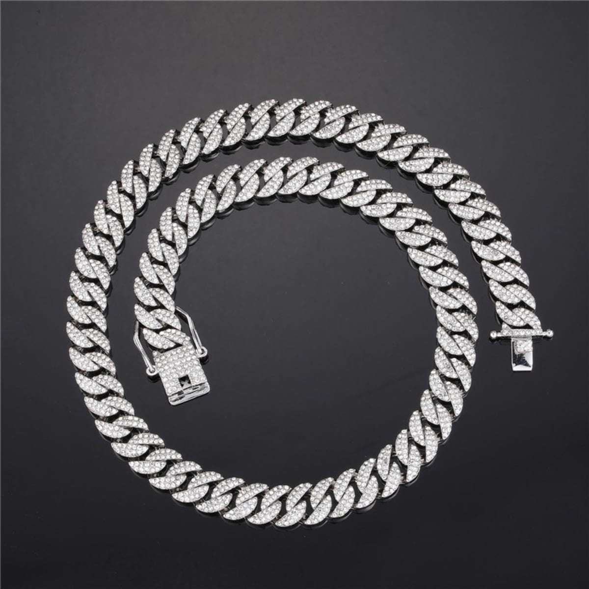 Male 10MM Cuban Chain Necklace for Men Women Iced Out Zircon Hip Hop Jewelry 20inch