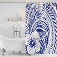 thumbnail image 2 of Polynesia Texture Shower Curtain Set - 72" x 78" Washable Bathtub Curtain with 12 Hooks, Vintage Traditional Tribe Floral Abstract Art Blue Waterproof Fabric Stall Shower Curtains for Bathroom Décor, 2 of 6