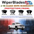 thumbnail image 2 of 2003 Dodge Ram 3500 Beam Wiper Blades Wipers w/2yr Warranty (Set of 2) (WiperBladesUSA), 2 of 5