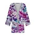 thumbnail image 5 of Sakmal Women'S Coats and Jackets On Sale Purple Elbow-Length Cover-Up Loose Fit Tie Dye Cardigan Flowy Womens Jackets and Coat, 5 of 5