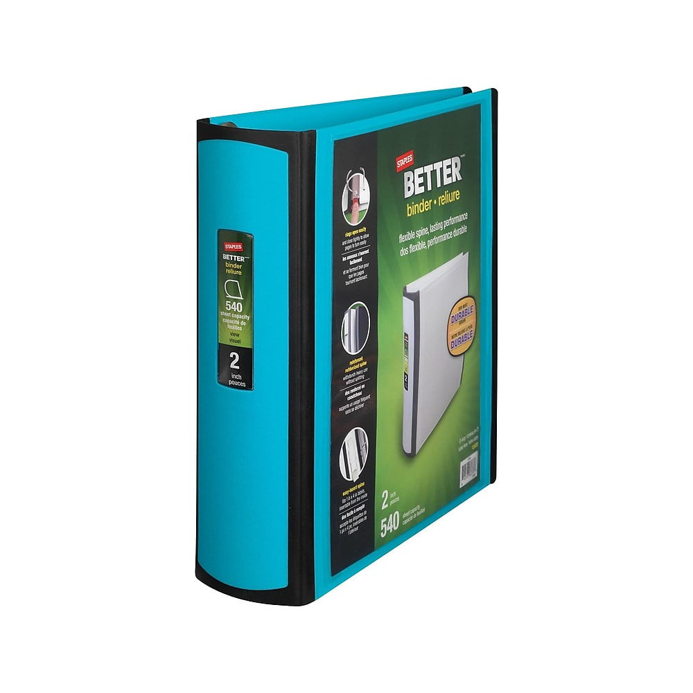 Staples Better 2Inch D 3Ring View Binder Teal (13470CC) 651743