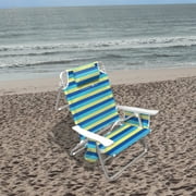 Caribbean Joe 5 Position Reclining Beach Chair, Blue Yellow Stripes