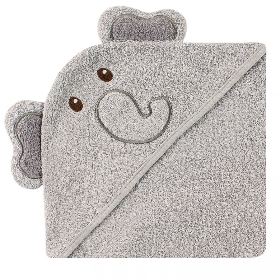 Luvable Friends Baby Unisex Cotton Animal Face Hooded Towel, Elephant