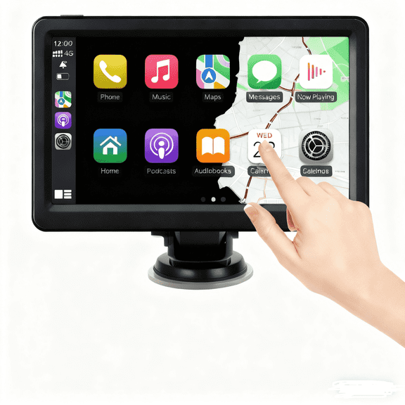 LMCOWRE Portable Wireless with Apple CarPlay GPS Navigation  for Car 7 Touch Screen Car Stereo Voice Control, Plug-and-Play with FM/AUX/Mirror Link