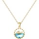 thumbnail image 1 of Collar con colgante de circonia cúbica delicada chapado en oro de 18 quilates para mujer, cereza, pata de gato, perro, estrella, compas, corazón, cadena de capas de ballena, 1 of 4