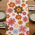 thumbnail image 5 of Table Runners 120 Inches Long Dress Scarves, Bohemia Floral Farmhouse Coffee/Dining/Kitchen Table Runner for Living Room, Vintage Orange Pink Flowers Boho Style Beige 13x120 Inch, 5 of 9