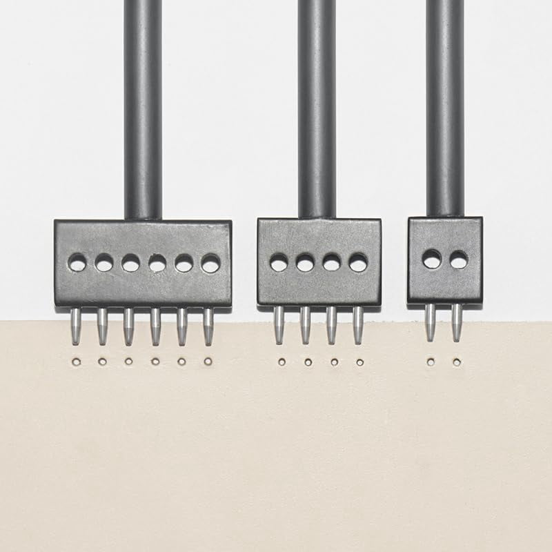 ABCISI Leather Round Hole Punching Tool, 3pcs Prong Punch Tool Set with 2/4/6 Prong Options for Precise Round Hole Punching DIY Leather Craft (6MM)