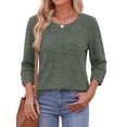 thumbnail image 4 of Fantaslook Womens 3/4 Sleeve Shirts with Buttons Dressy Casual Blouses Tunic Tops Fall Clothes, 4 of 9