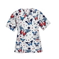 thumbnail image 2 of Camisa con cuello en V para mujer, top exfoliante de uniforme de enfermera, uniforme de trabajo de enfermera de manga corta, top exfoliante, 2 of 8