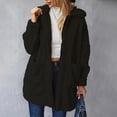 thumbnail image 3 of tklpehg Women'S Jackets for Winter Warm Jacket Long Sleeve Plush Hooded Pocket Jackets Casual Solid Color Loose Overcoat (Black,XL), 3 of 6