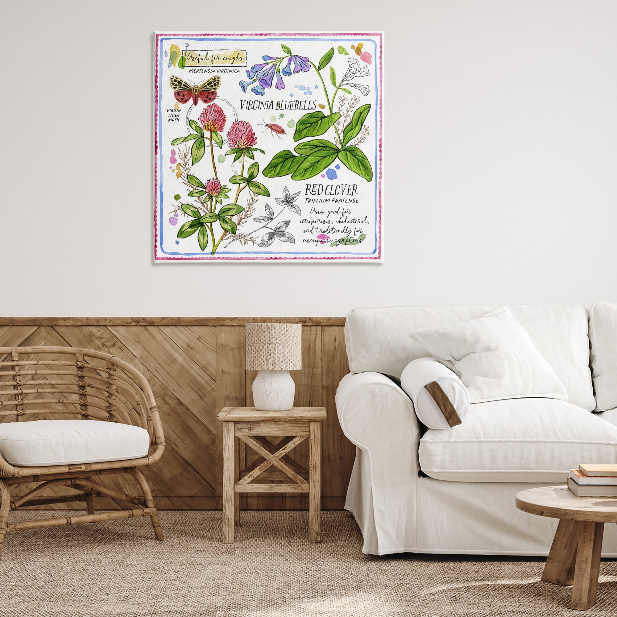 Stupell Industries Wild Herbs Diagram Plants & Flowers Painting Wrapped Canvas Art Print Wall Art, 36 x 36