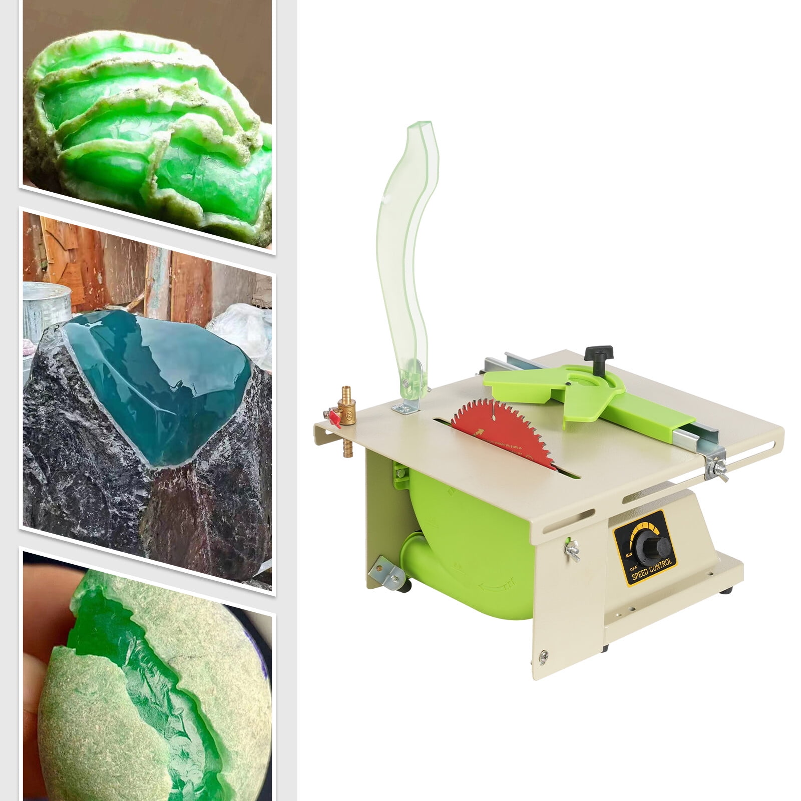 1380W Bench Polisher, Rock Polishing and Grinding Machine, Variable Speed Buffer Bench with Multi-Function Wheels for Stone Jade Cutting Polishing