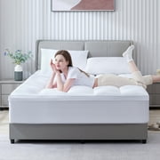 BDEUS Twin Size Extra Thick Mattress Topper, Cooling Mattress Pad Cover, Pillow Top Protector with 8-21 inch Deep Pocket, White