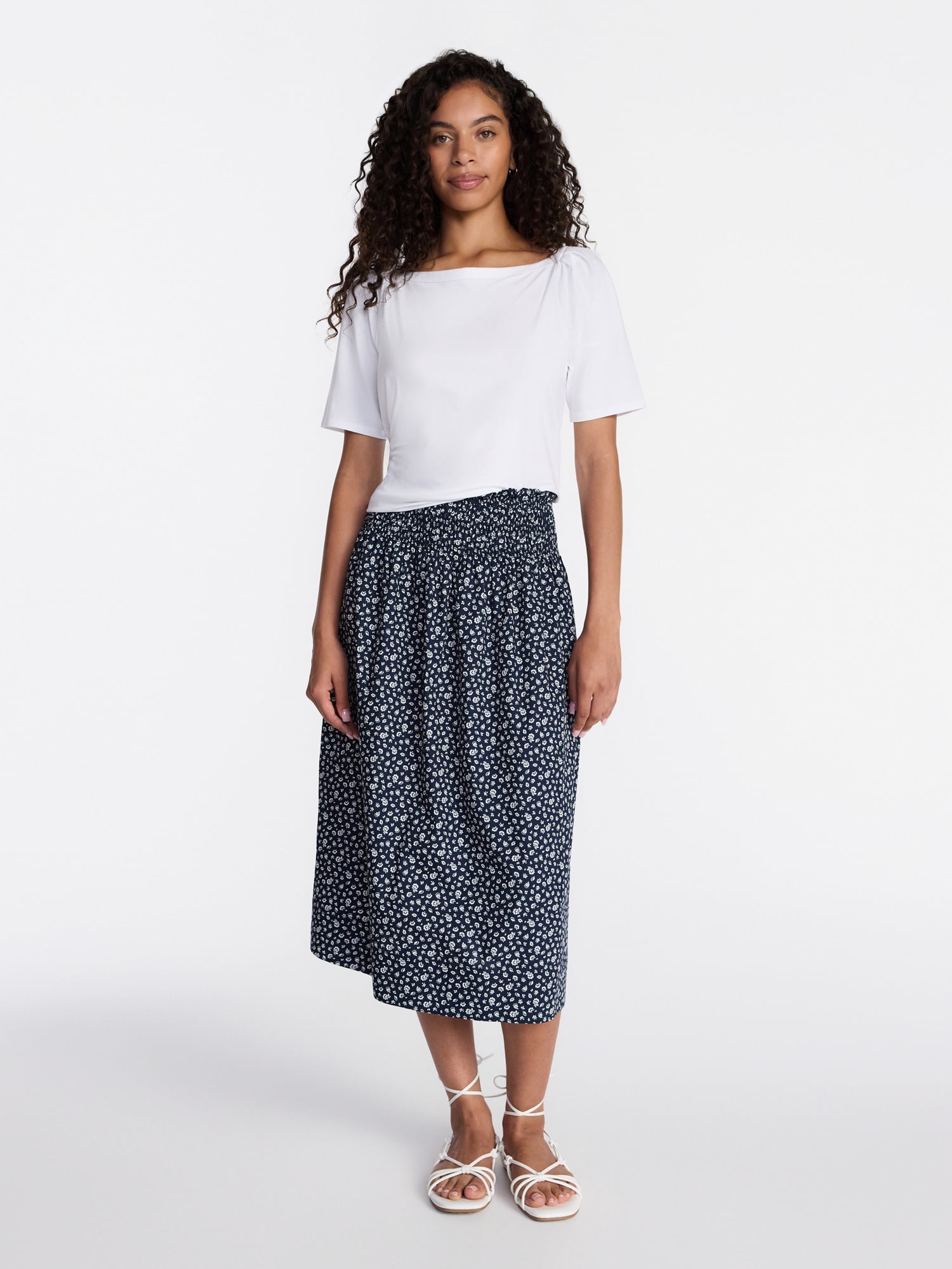 Time and Tru Women's Smocked Skirt, Sizes XS-XXXL
