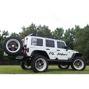 Fab Fours JP-Y1261T-1 Off The Door Tire Carrier; 2 Stage Black Powder Coated; Needs Base Bumper; Fits select: 2015-2017 JEEP WRANGLER UNLIMITED, 2012-2014 JEEP WRANGLER