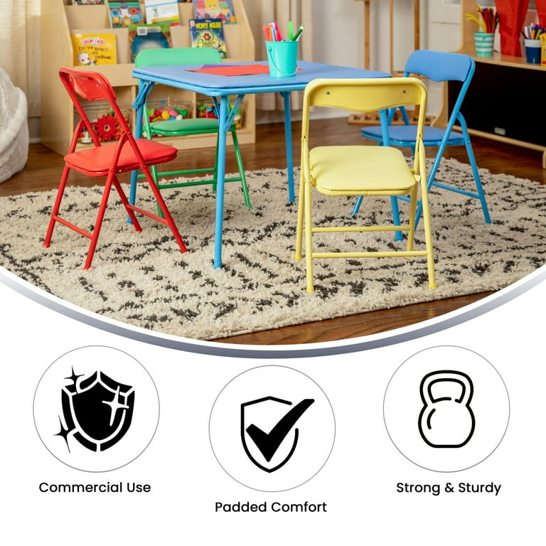 Flash furniture kids colorful 5 piece folding table and chair set new arrivals