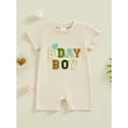 thumbnail image 2 of Suealasg Infant Baby Boys Birthday Bodysuit Short Sleeve Round Neck Letter Print Romper Newborn Boy Summer Casual Clothes, 2 of 9