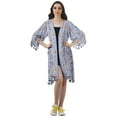 thumbnail image 3 of Moomaya Front Open Printed Shrug 3/4 Sleeve Georgette Beach Cover Up For Women, 3 of 6