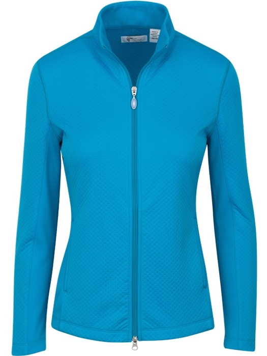 Greg Norman Womens Golf Embossed Dot Jacket Aqaumarine S