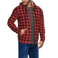 thumbnail image 2 of Wukai Buffalo Plaid Red Black Print Men's Zip-Up Hoodie,Fleece Full-Zip Hoodie for Men, Hooded Sweatshirt-3X-Large, 2 of 5