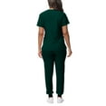 thumbnail image 4 of DENGDENG Women Stretch Scrubs Set Workwear Nurse Short Sleeve V Neck Scrub Tops Elastic Waist Jogger Pants Stretch Nursing Uniform Breathable Scrub Suit with Pockets,Dark Green M, 4 of 5