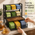 thumbnail image 6 of SLUMLOVE Tea Bag Organizer, Wood Tea Organizers and Storage Chest, Tea Bag Holder with Pull-Out Drawer & 2 Wire Baskets, Tea Station Display Rack for Countertop Kitchen Cabinet, 6 of 7