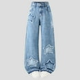 thumbnail image 2 of Gubotare Jeans for Teens Girls Girl's Plain Elastic High Waist Straight Leg Denim Jeans Long Pants with Pockets Size 9-10 (Blue,9-10 Years), 2 of 9