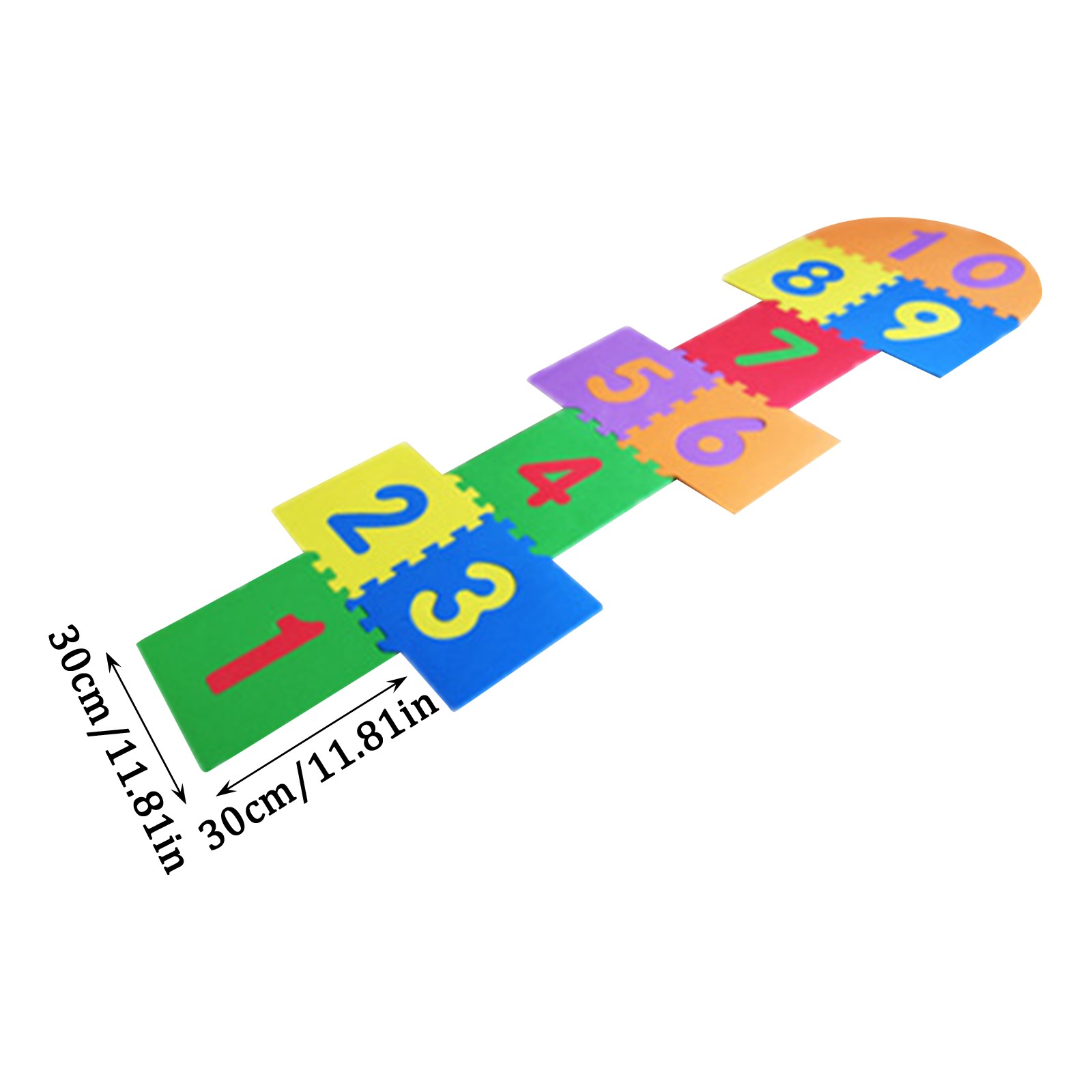 Children’s Hopscotch Game Mat, 9-Piece EVA Foam Floor Puzzle for Indoor Outdoor Play, Non-Toxic Rainbow Tiles – 210 x 60 cm Assembled