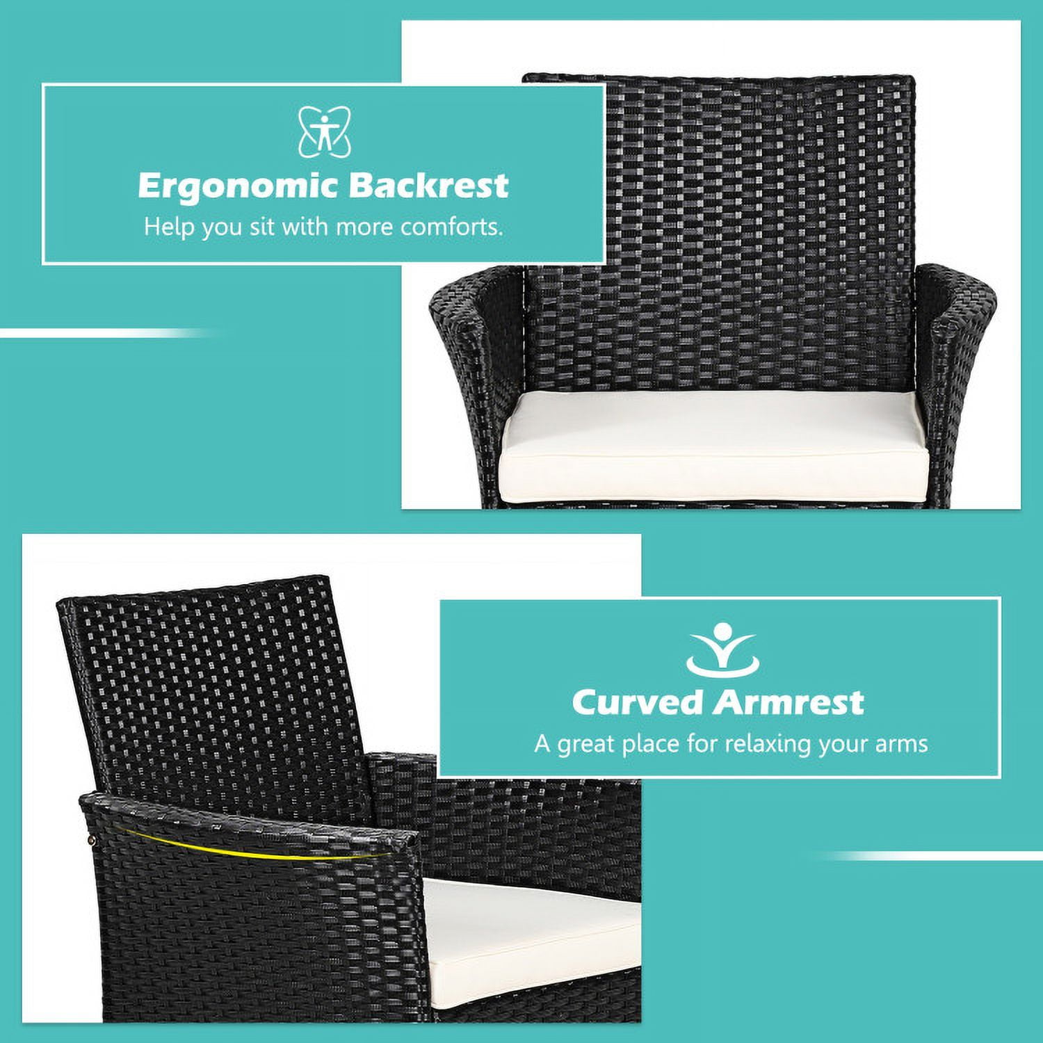 Aimee Lii 2 Pieces Patio Wicker Chairs with Cozy Seat Cushions, Outdoor Patio Set