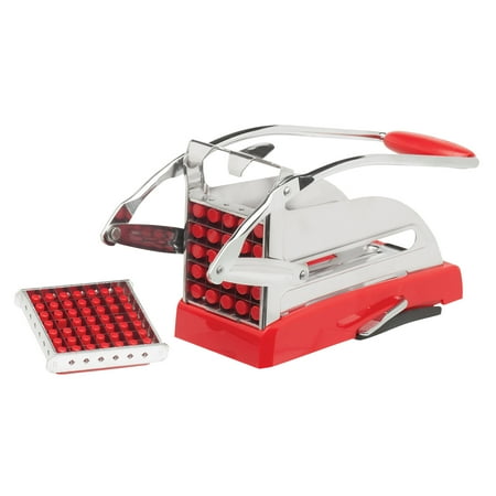 Harold Import Co. HIC French Fry Potato Cutter with Suction Base 2 Blades 18/8 Stainless Steel Red