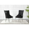 thumbnail image 2 of Double Tufted Black Velvet Side Chairs with Silver Stainless Steel Legs, 2 of 2