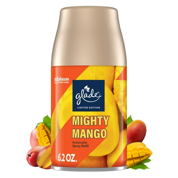 Glade Automatic Spray Refill, Air Freshener, Infused with Essential Oils, Mighty Mango, 6.2 oz, 1 Count