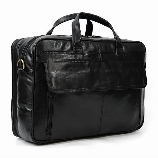 Briefcase,Genuine Leather Briefcase for Men Large Capacity Cowhide Computer Bag - Type Design1-black