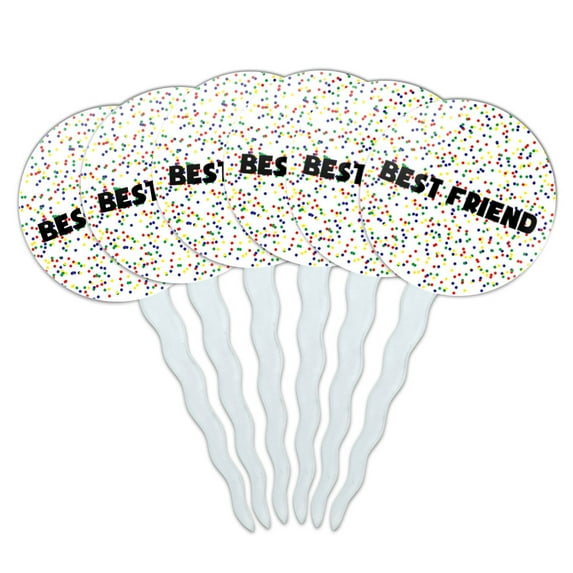Best Friend Cupcake Picks Toppers - Set of 6 - Mutlicolored Speckles