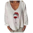 thumbnail image 1 of Puntoco Mujer Moda Casual Cuello En V Manga Larga Cómodo Estampado Navideño Sudadera tops Blusa Puntoco Puntoco-3677, 1 of 5