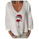 thumbnail image 1 of Puntoco Mujer Moda Casual Cuello En V Manga Larga Cómodo Estampado Navideño Sudadera tops Blusa Puntoco Puntoco-3678, 1 of 5