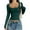 01# Green, variant on Long Sleeve Crop Tops for Women Casual Scoop Neck Low Cut Ribbed Long Sleeve Shirt Slim Tshirts 01# Light Blue S